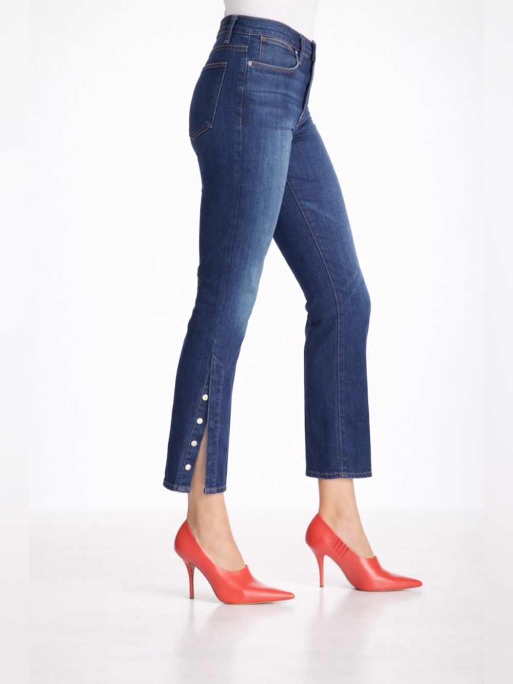 Frame Le High Rise Meribel Snap Hem Jeans Size 25 NWT Straight Crop